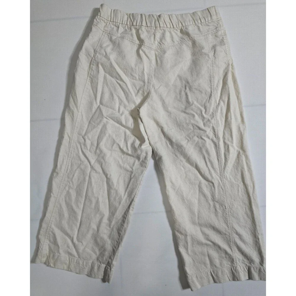 Zara Linen-Cotton Women's Wide Leg Ivory Pants Size L